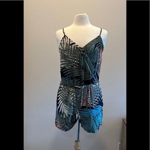 LOFT Tropical Palm Print Romper Jumpsuit NWOT
